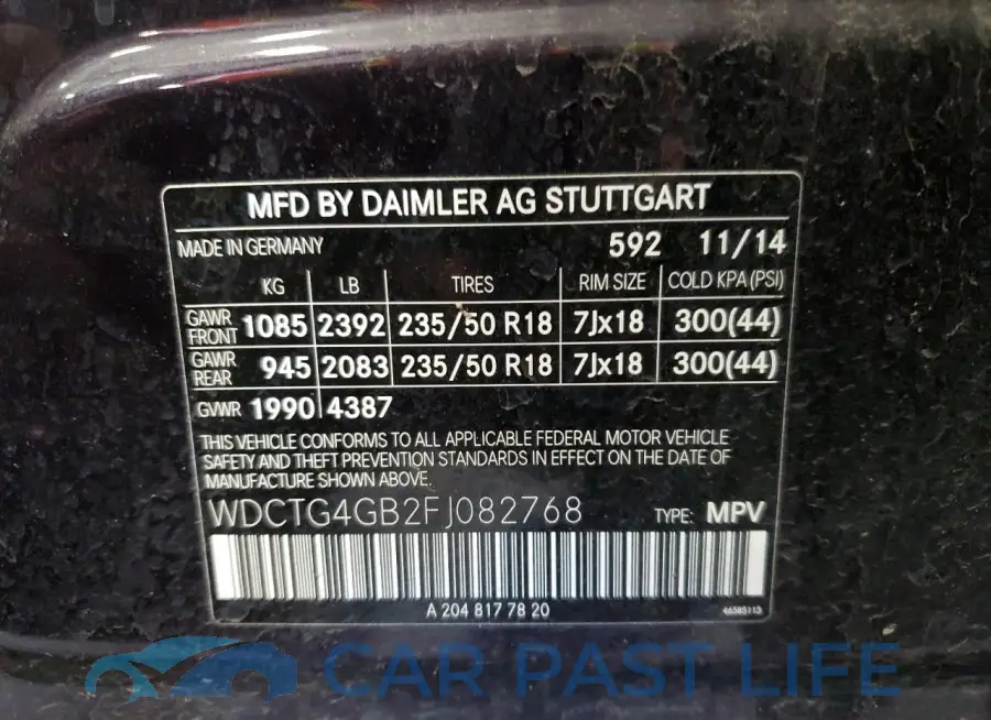 WDCTG4GB2FJ082768# 13