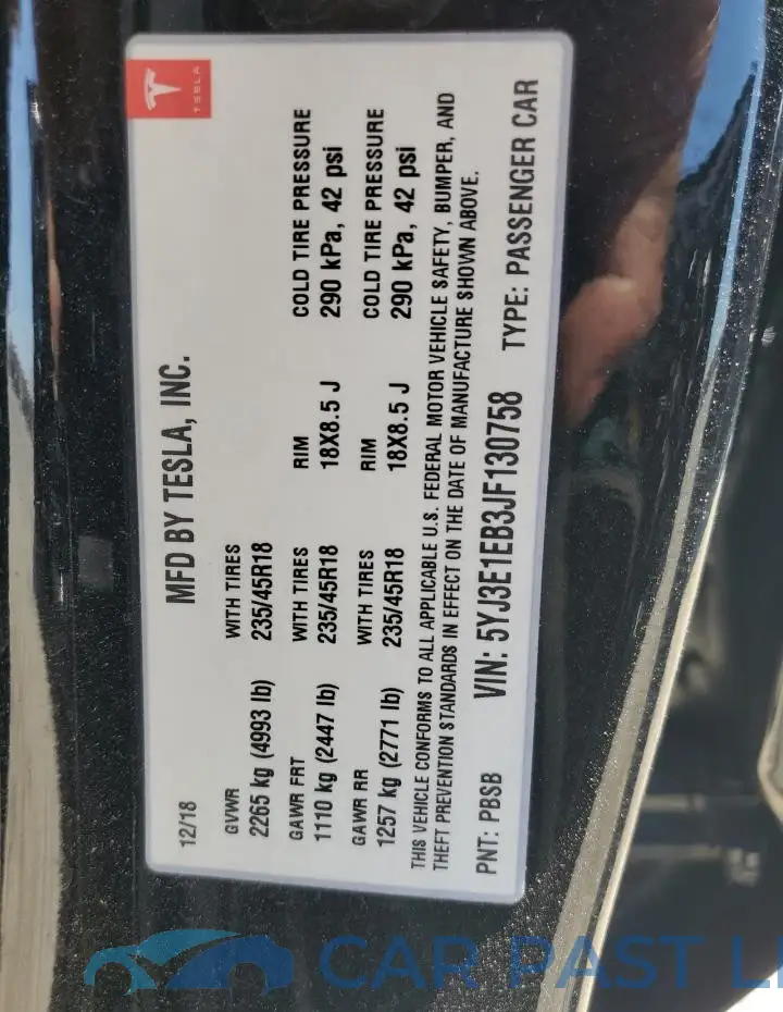 5YJ3E1EB3JF130758# 13