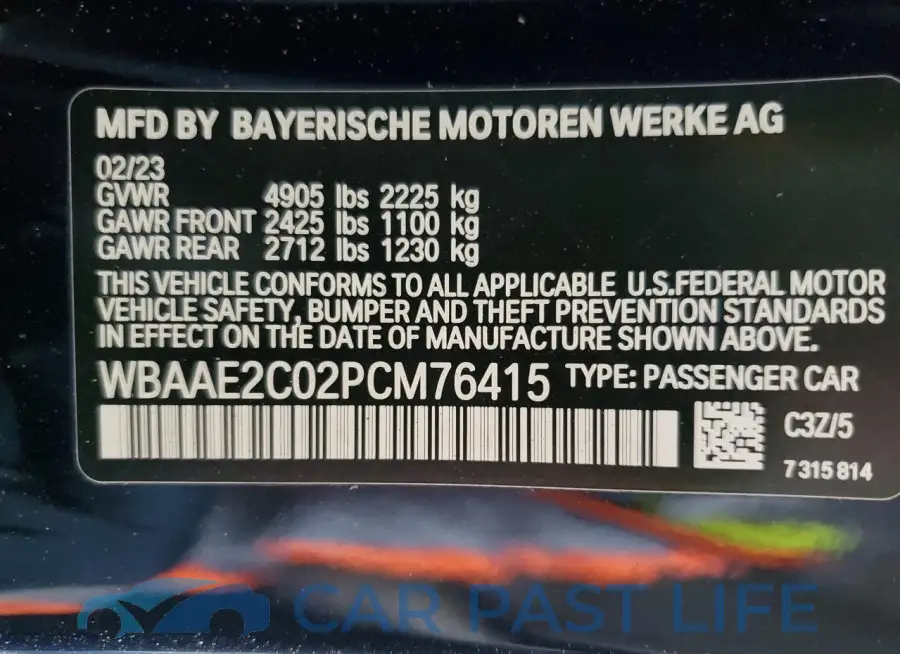 WBAAE2C02PCM76415# 12