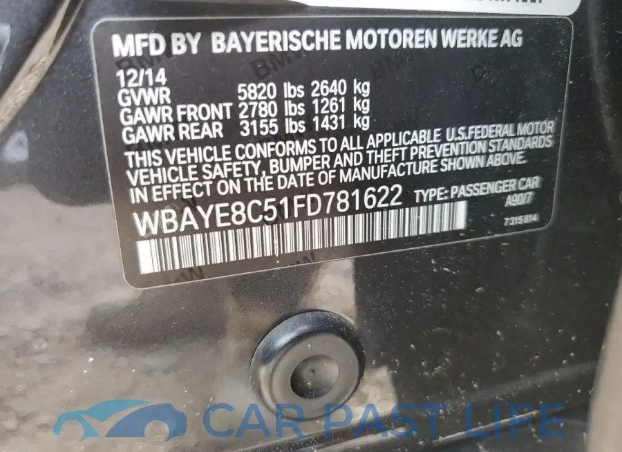 WBAYE8C51FD781622# 12