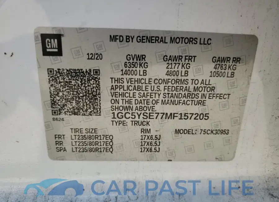 1GC5YSE77MF157205# 12