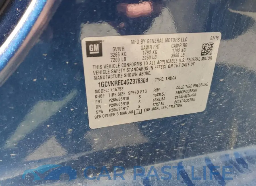1GCVKREC4GZ378304# 12
