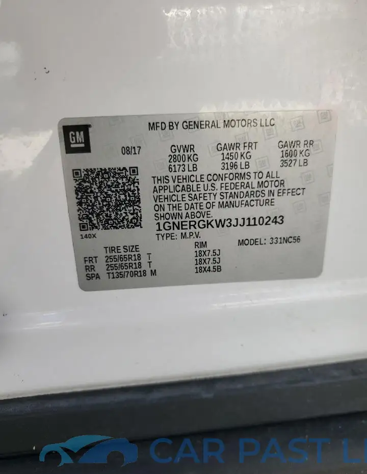 1GNERGKW3JJ110243# 13