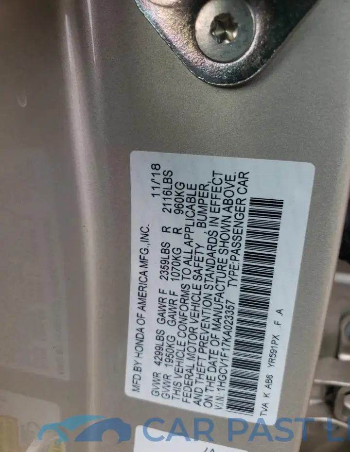 1HGCV1F17KA023357# 12