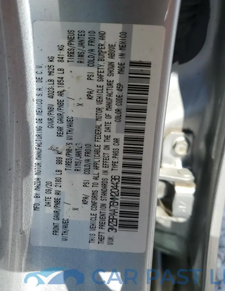 3MZBPAA76MM204436# 12