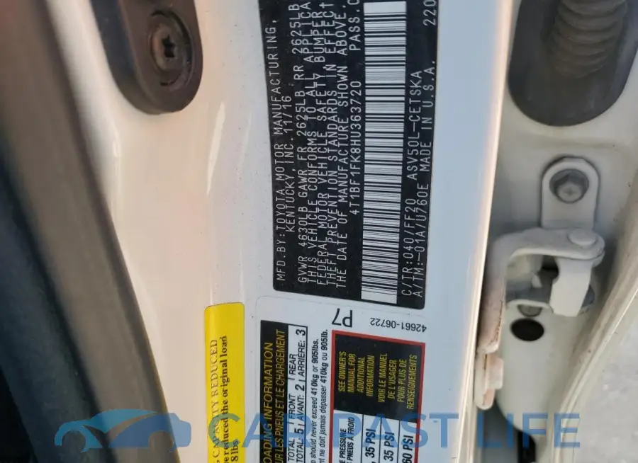 4T1BF1FK8HU363720# 12