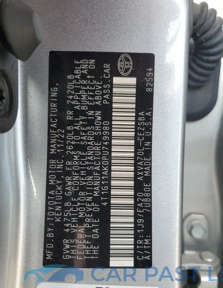 4T1G11AK0PU749980# 12