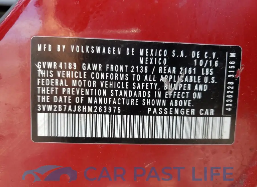 3VW2B7AJ8HM263975# 12