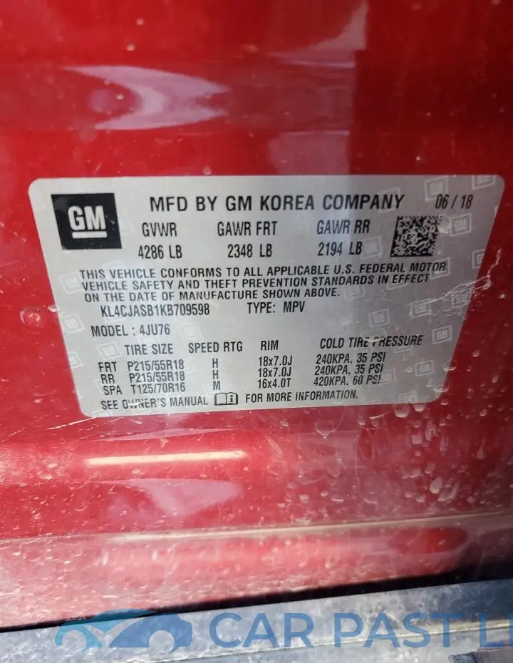 KL4CJASB1KB709598# 12