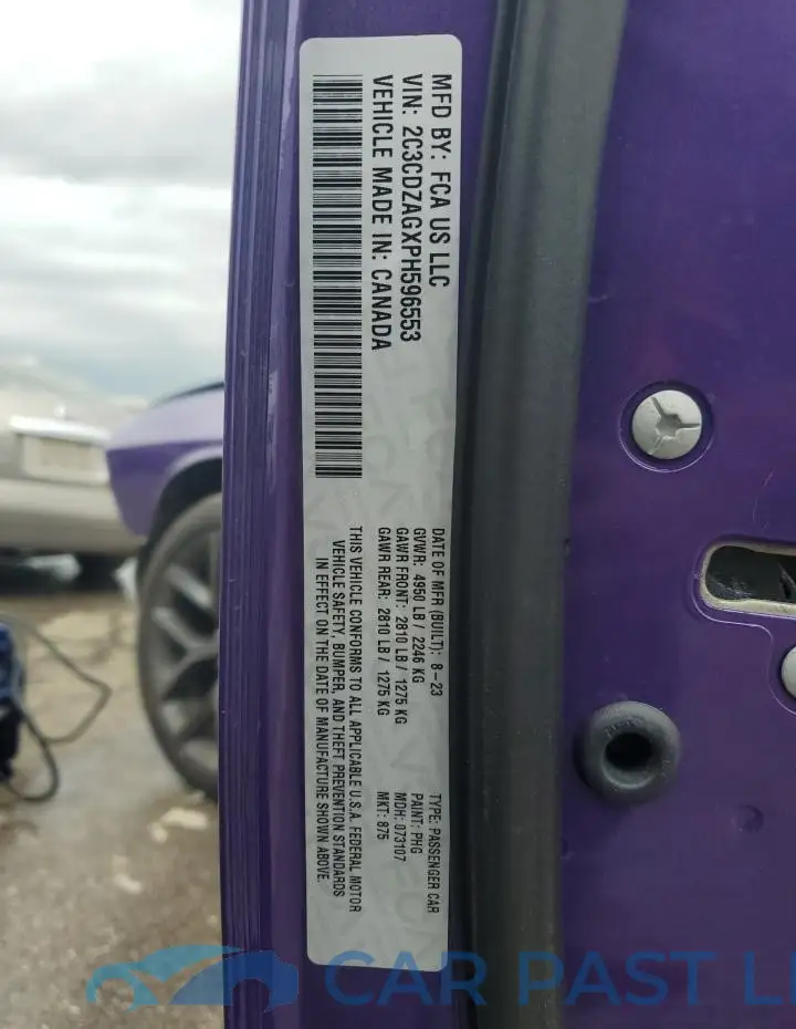 2C3CDZAGXPH596553# 12