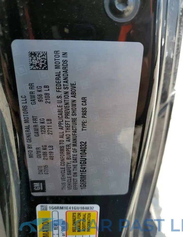 1G6RM1E41GU104032# 12