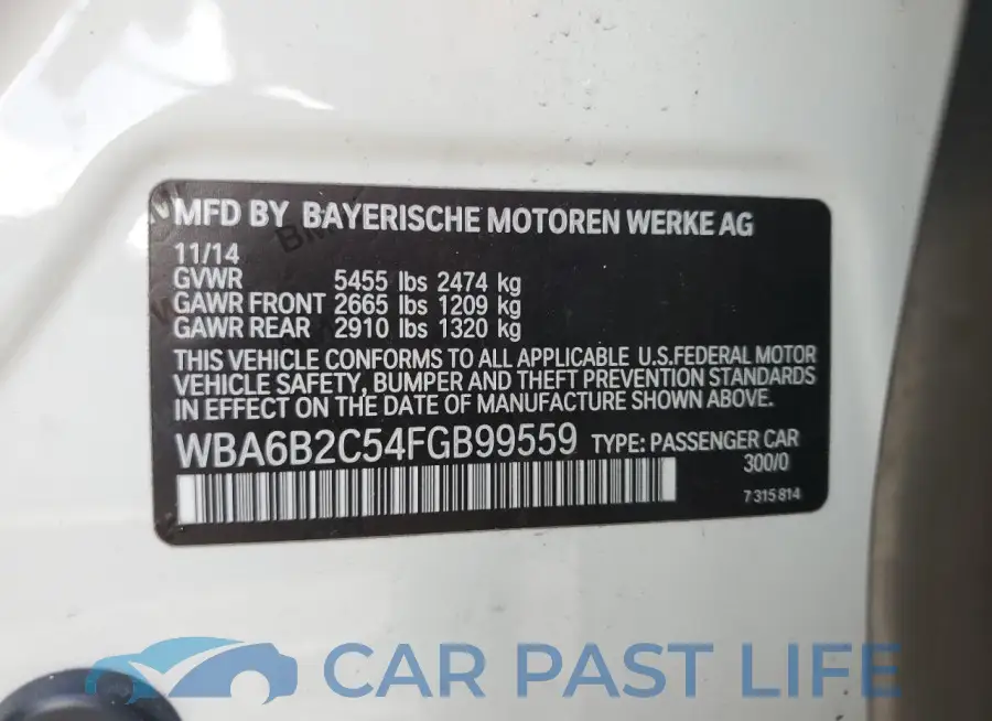 WBA6B2C54FGB99559# 12