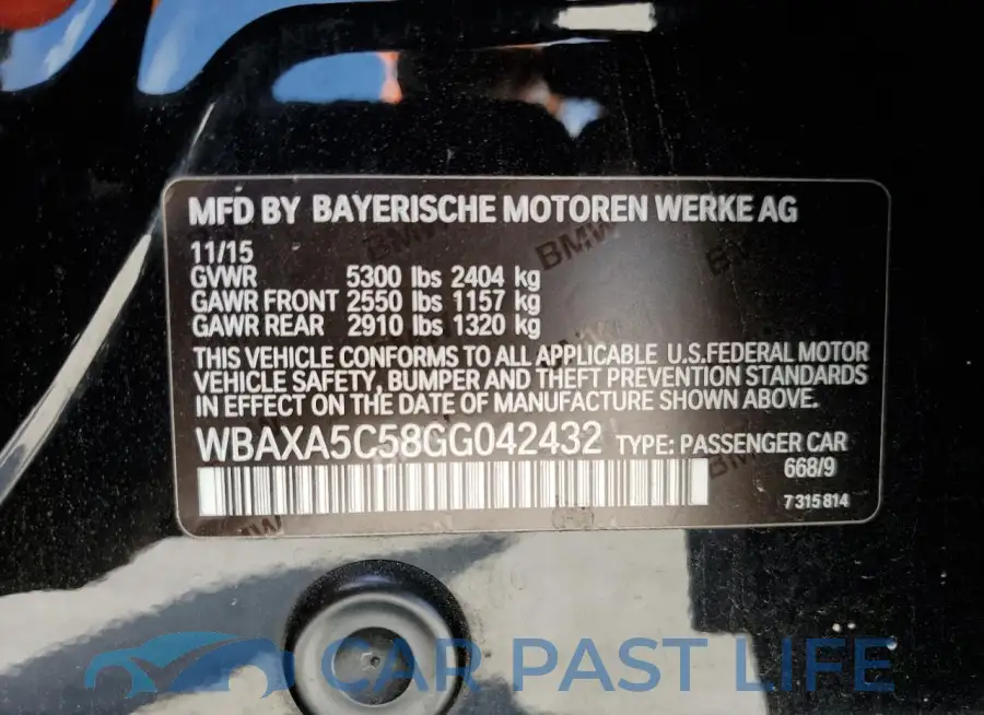 WBAXA5C58GG042432# 12