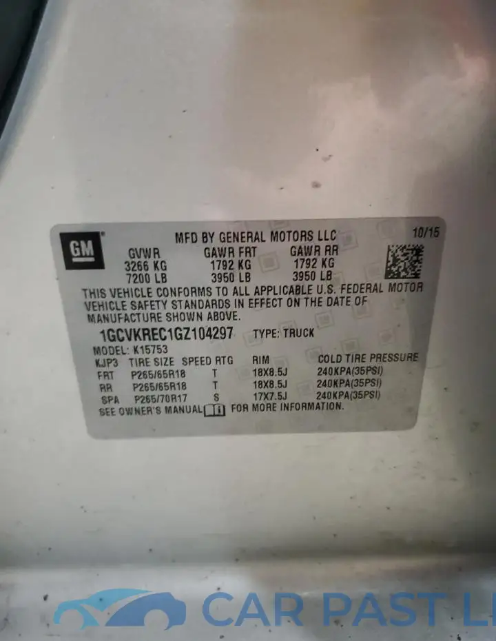 1GCVKREC1GZ104297# 12