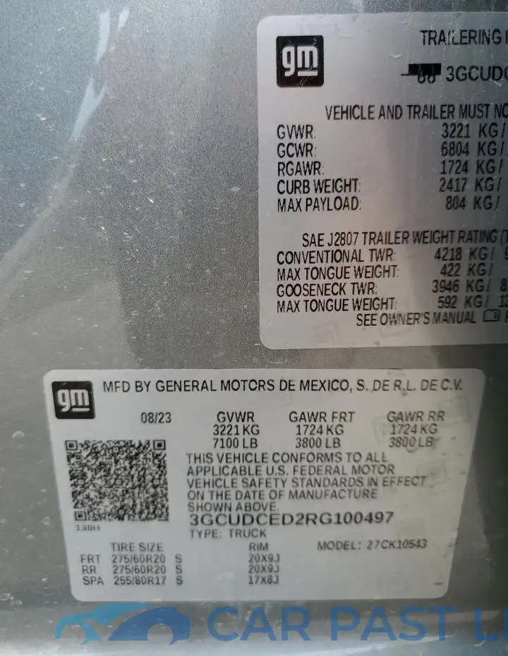3GCUDCED2RG100497# 12