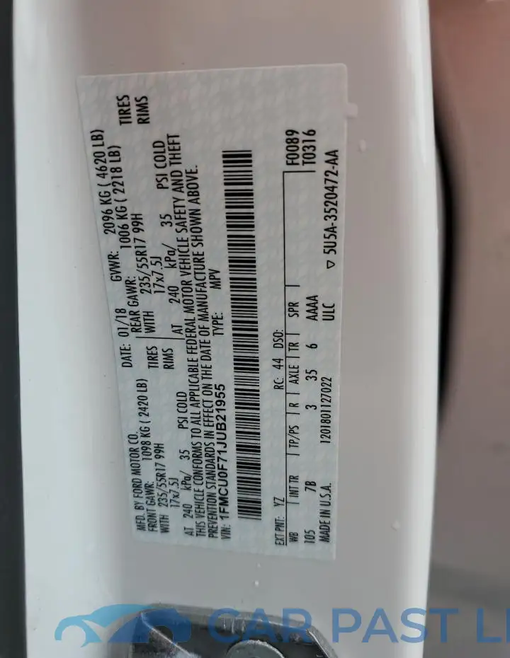 1FMCU0F71JUB21955# 13