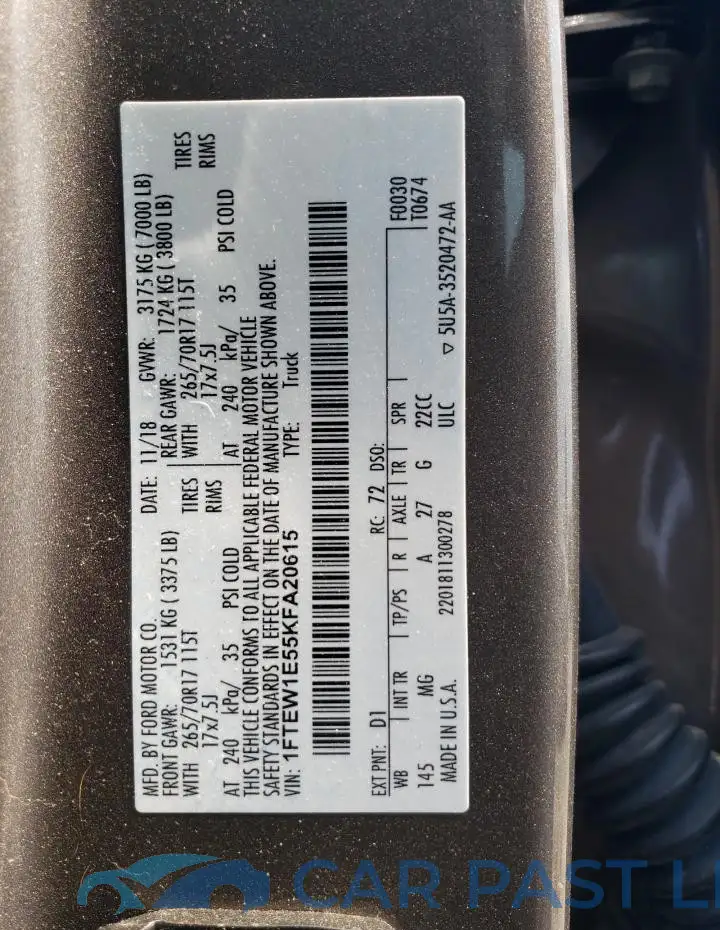 1FTEW1E55KFA20615# 12