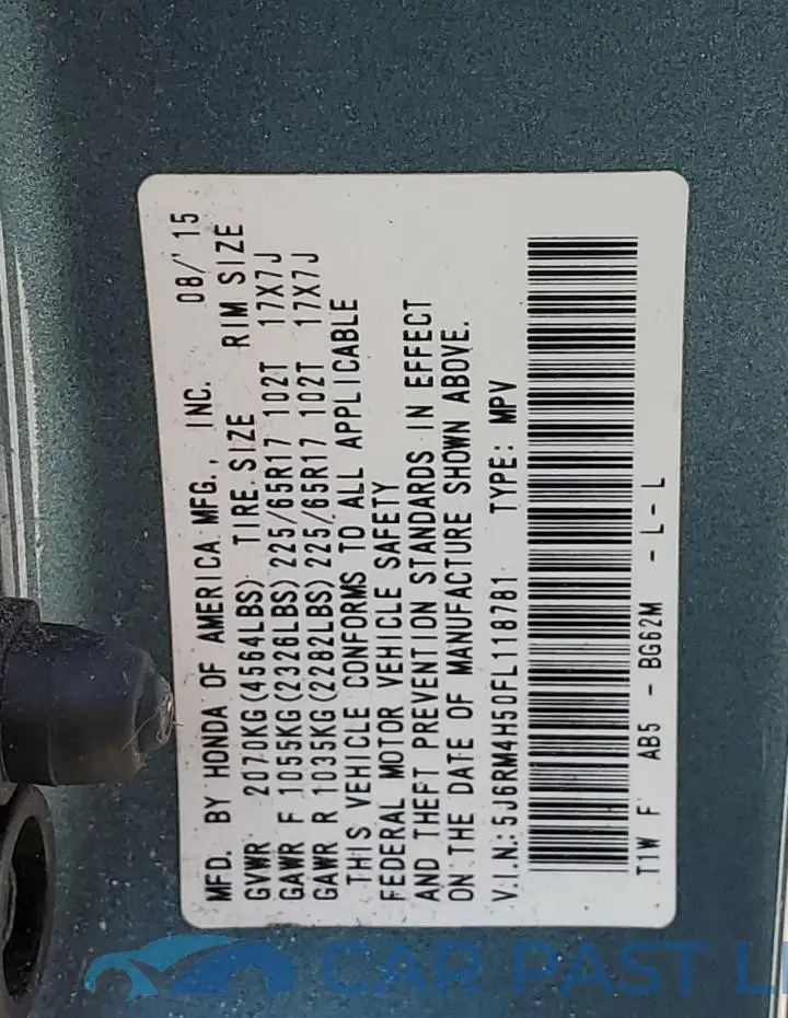 5J6RM4H50FL118781# 13