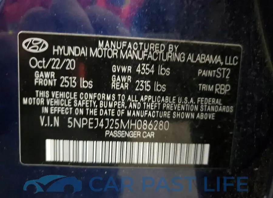 5NPEJ4J25MH086280# 12