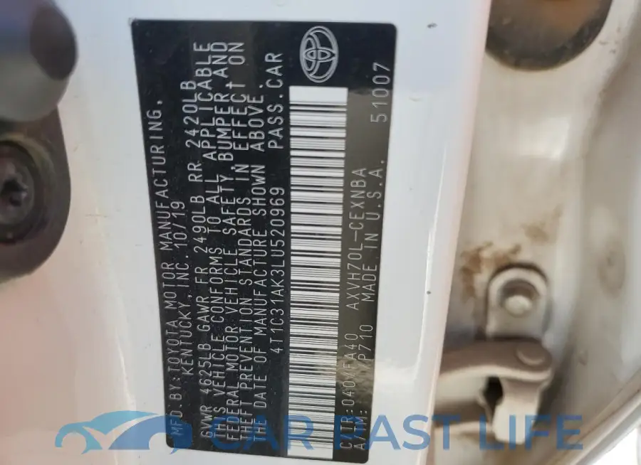 4T1C31AK3LU520969# 12
