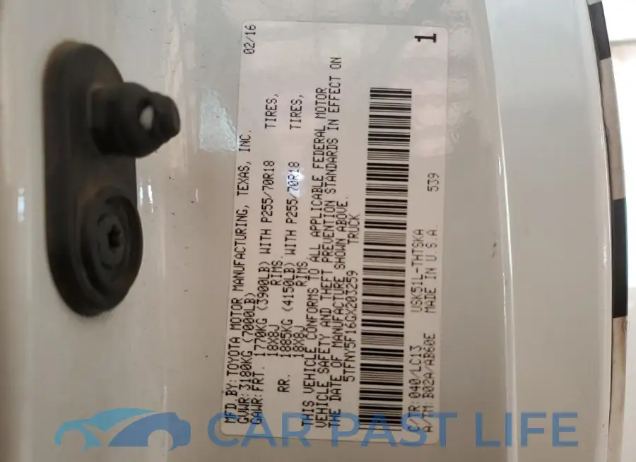 5TFNY5F16GX203259# 12