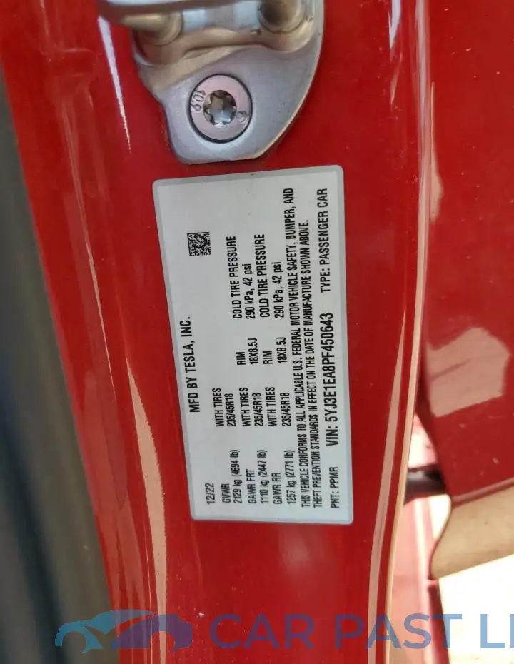5YJ3E1EA8PF450643# 12