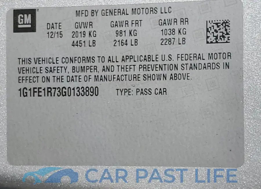 1G1FE1R73G0133890# 12