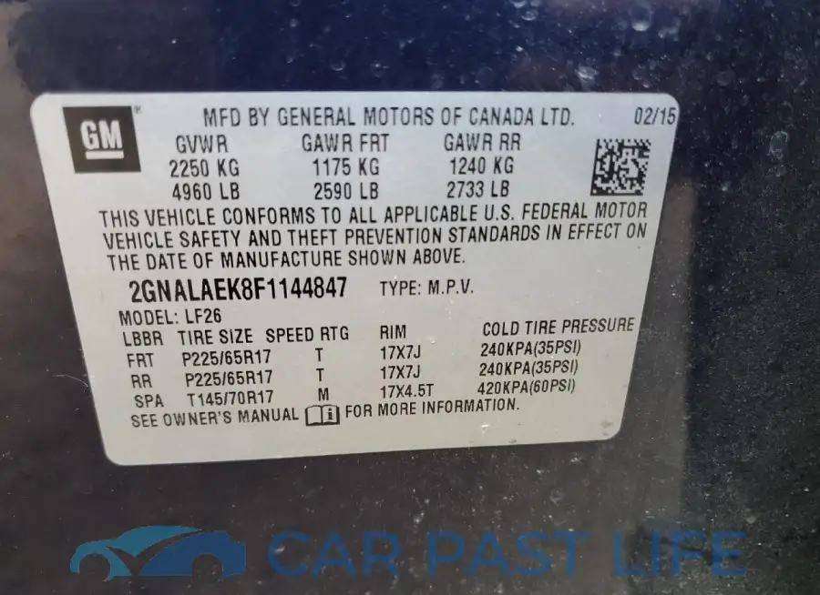 2GNALAEK8F1144847# 13