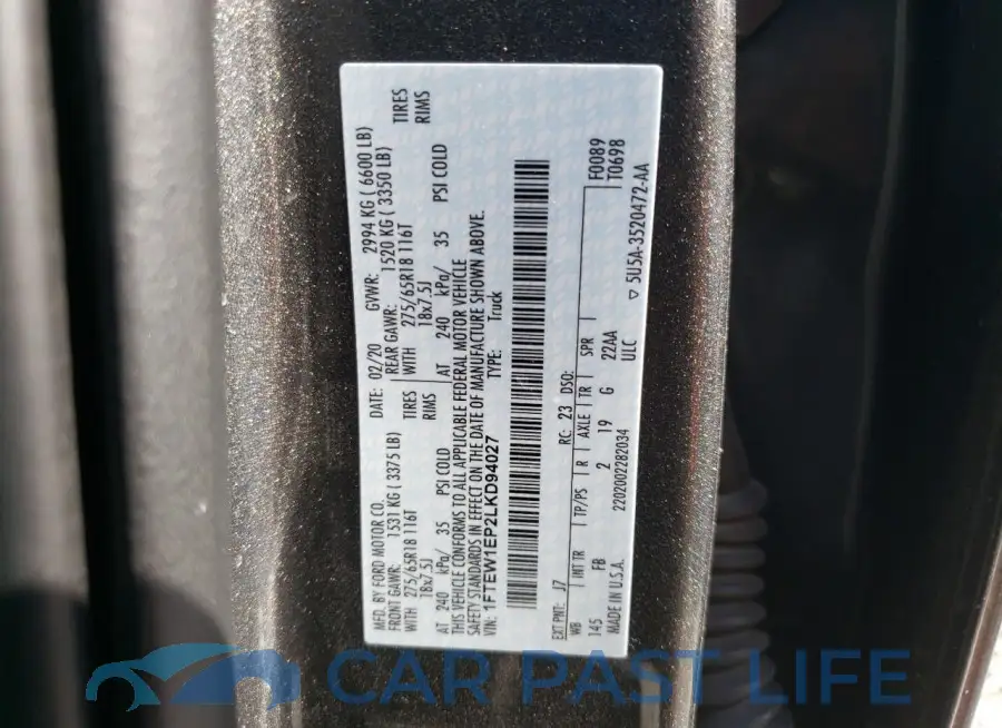 1FTEW1EP2LKD94027# 12