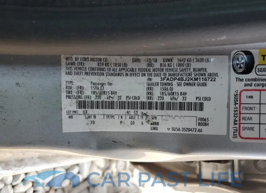 3FADP4BJ2KM116722# 12