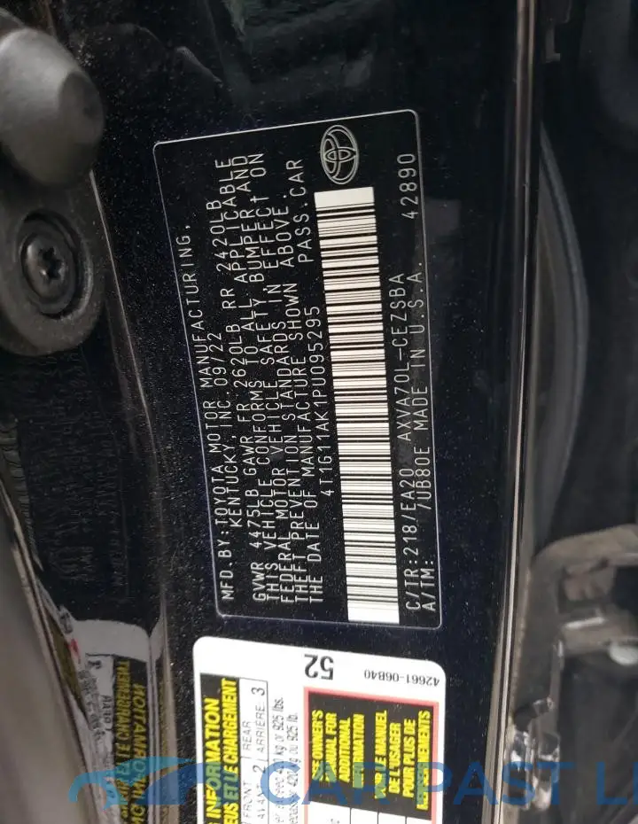 4T1G11AK1PU095295# 12