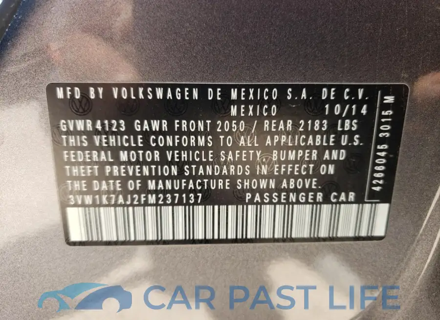 3VW1K7AJ2FM237137# 12