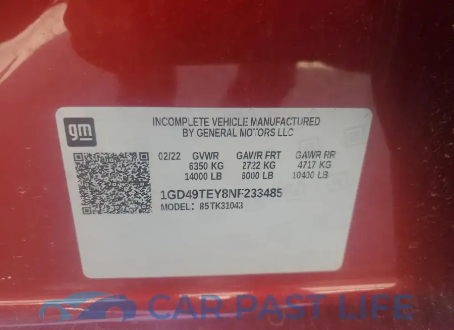 1GD49TEY8NF233485# 12