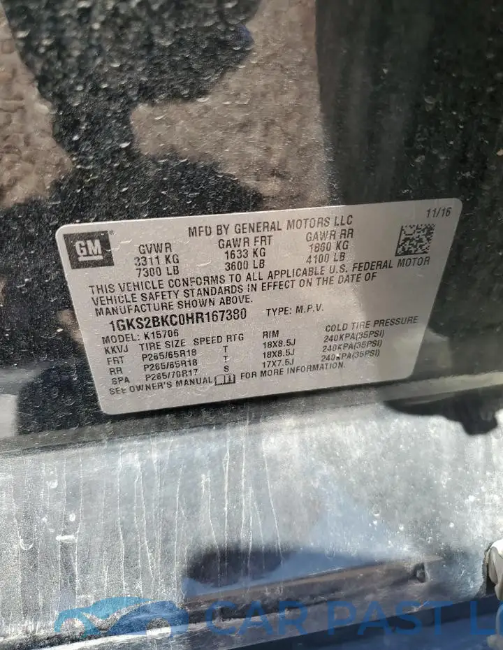 1GKS2BKC0HR167380# 12
