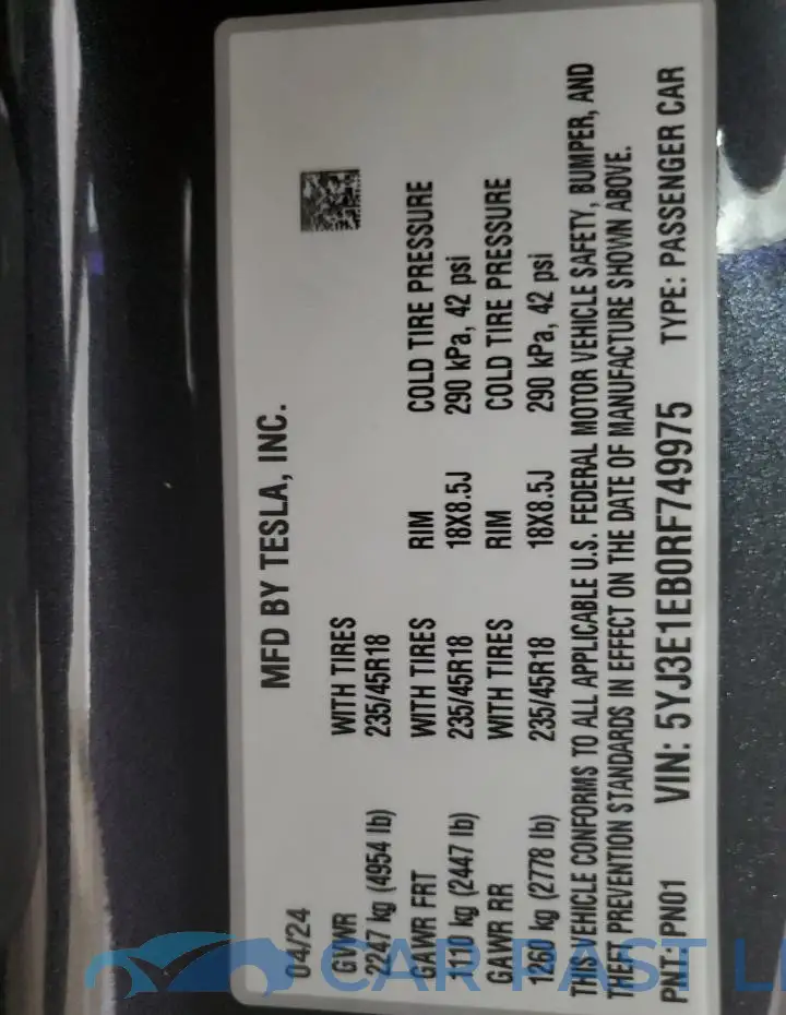 5YJ3E1EB0RF749975# 13