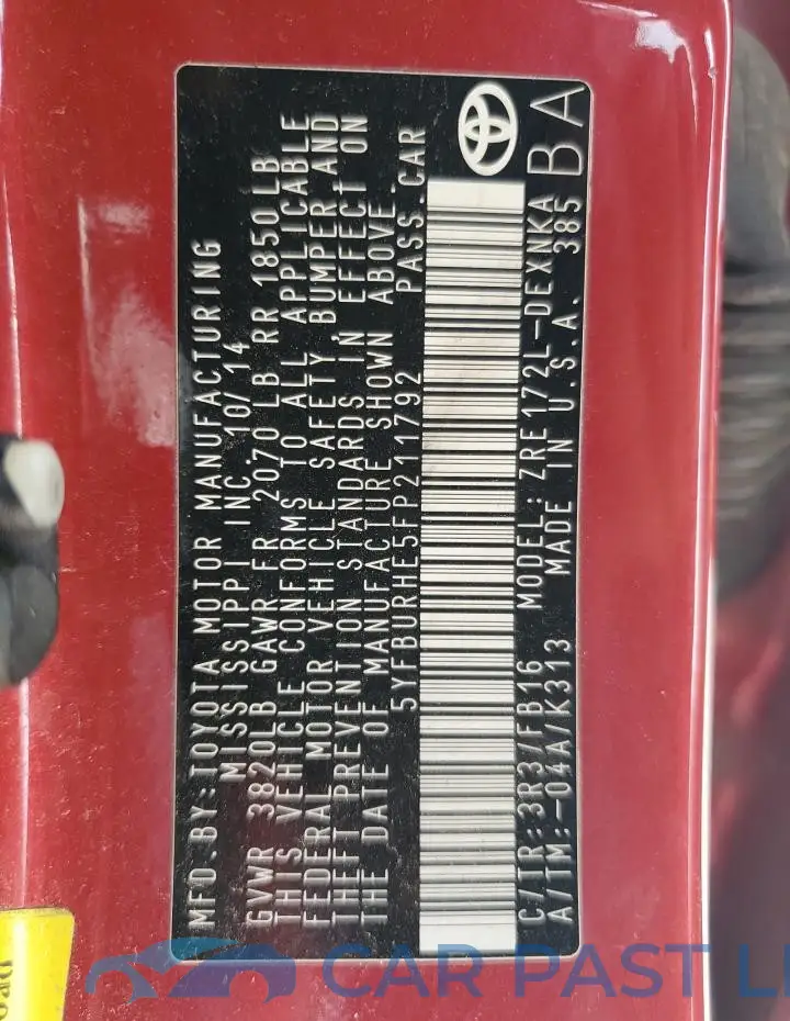5YFBURHE5FP211792# 13