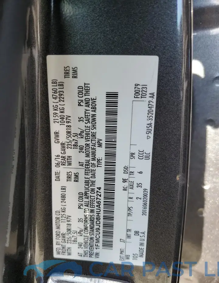 1FMCU9JD8HUA67274# 13