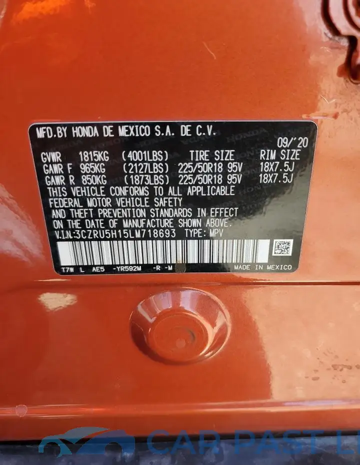 3CZRU5H15LM718693# 13