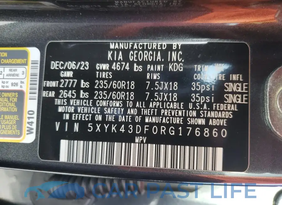 5XYK43DF0RG176860# 14