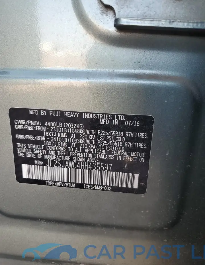 JF2SJAWC4HH435597# 12
