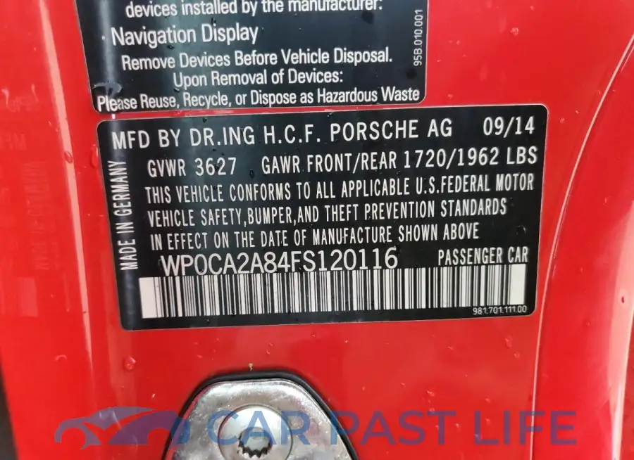 WP0CA2A84FS120116# 12