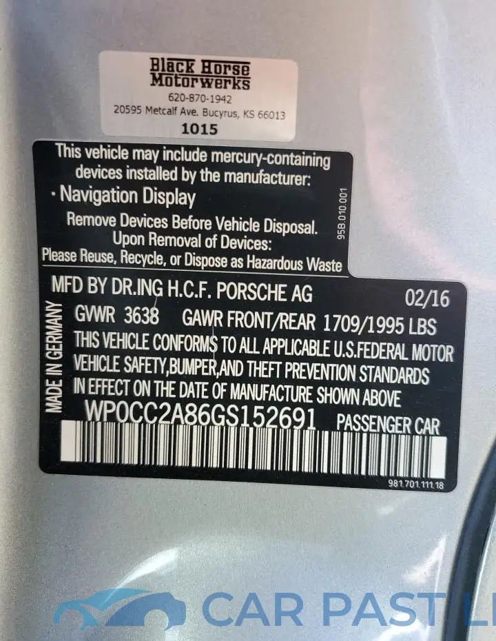 WP0CC2A86GS152691# 13