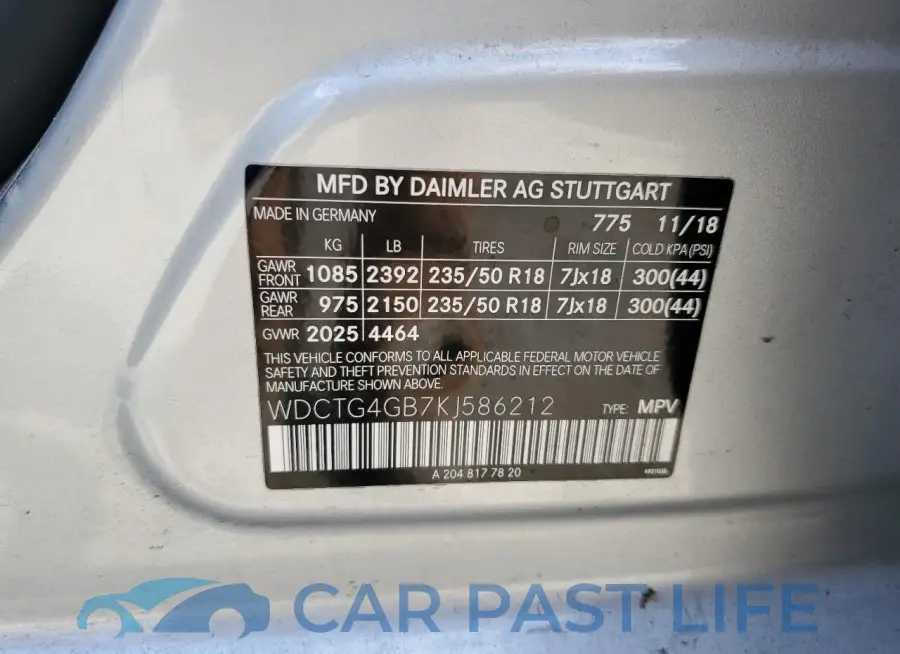 WDCTG4GB7KJ586212# 13