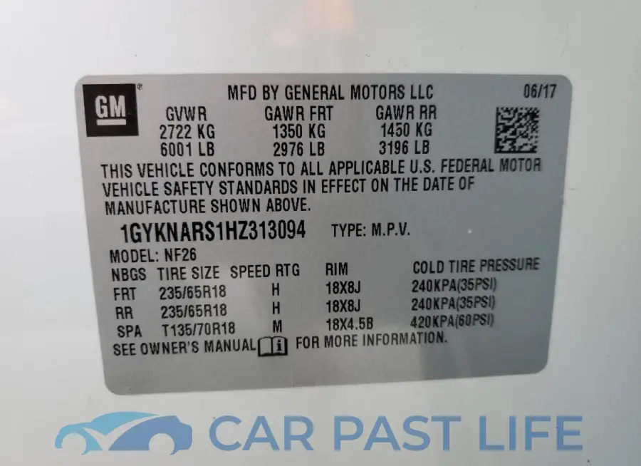 1GYKNARS1HZ313094# 14
