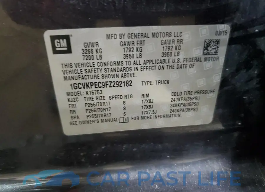 1GCVKPEC9FZ292182# 12