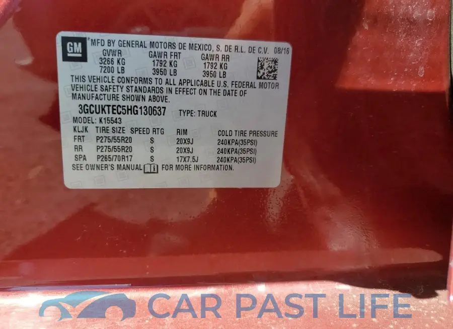 3GCUKTEC5HG130637# 12