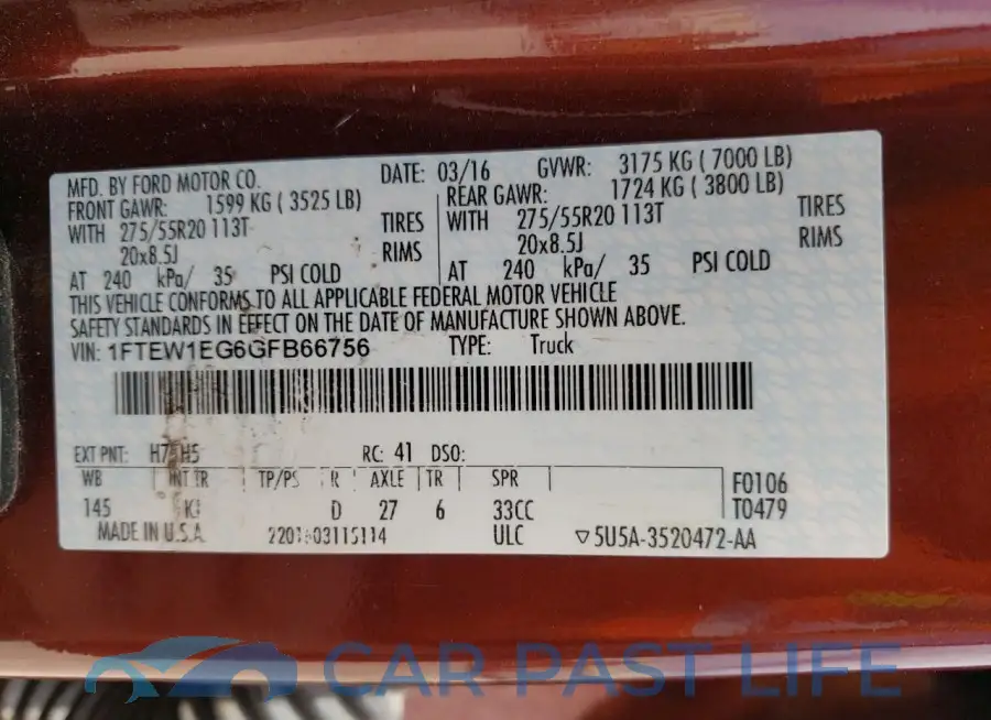 1FTEW1EG6GFB66756# 12