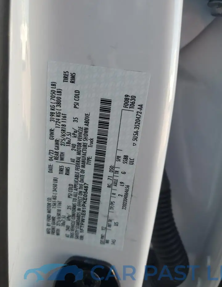 1FTFW1E81PKE05487# 12