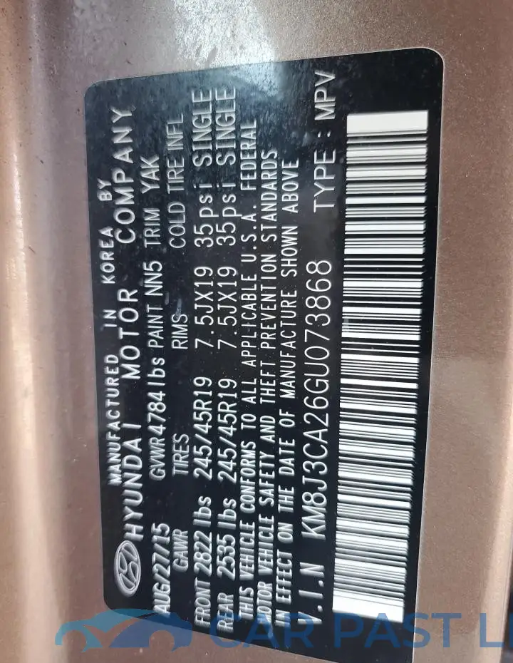 KM8J3CA26GU073868# 13