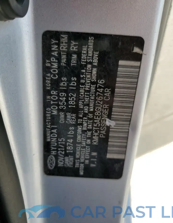 KMHCT5AE8GU267476# 12
